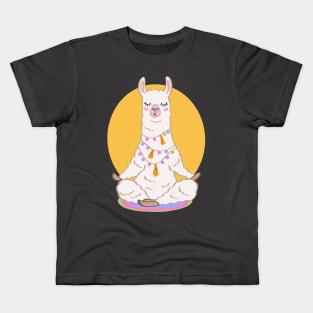 Llama Zen Vibes Llamastay Namaste Yoga Pose Kids T-Shirt